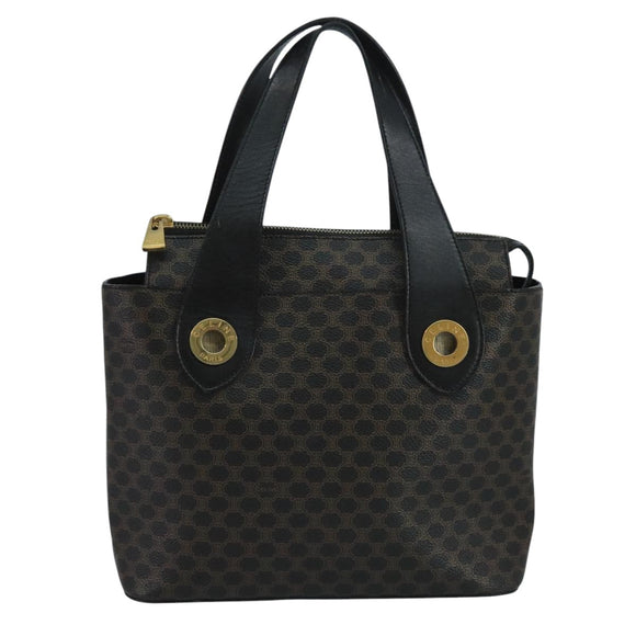 CELINE Macadam Canvas Hand Bag PVC Black Auth 111195