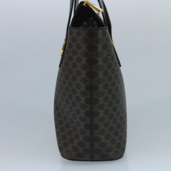 CELINE Macadam Canvas Hand Bag PVC Black Auth 111195