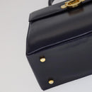 Salvatore Ferragamo Gancini Hand Bag Leather 2way Purple Gold Auth 111198-14