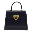 Salvatore Ferragamo Gancini Hand Bag Leather 2way Purple Gold Auth 111198-13