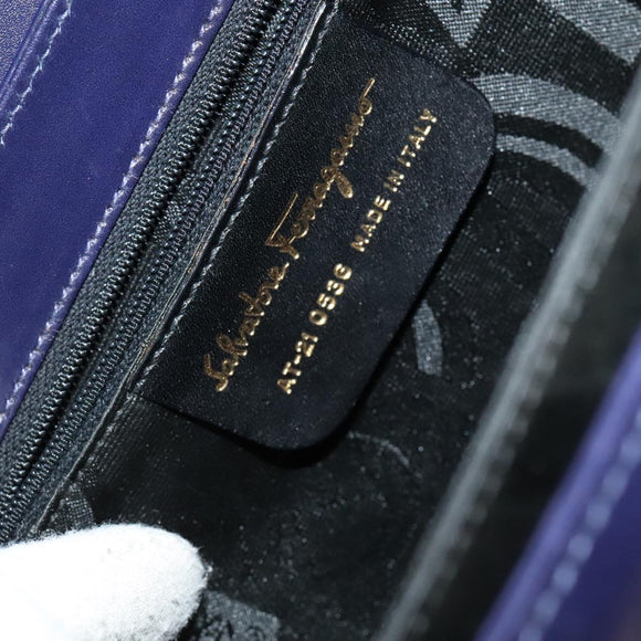 Salvatore Ferragamo Gancini Hand Bag Leather 2way Purple Gold Auth 111198