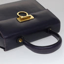 Salvatore Ferragamo Gancini Hand Bag Leather 2way Purple Gold Auth 111198-6
