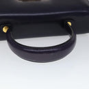 Salvatore Ferragamo Gancini Hand Bag Leather 2way Purple Gold Auth 111198-7