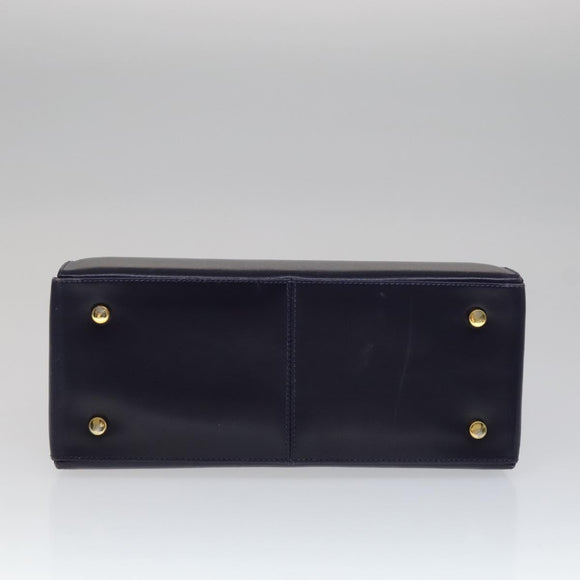 Salvatore Ferragamo Gancini Hand Bag Leather 2way Purple Gold Auth 111198