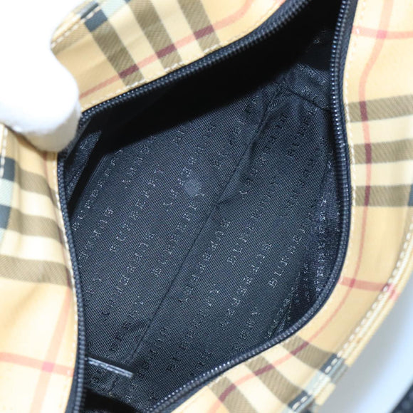 BURBERRY Nova Check Hand Bag PVC Beige Auth 111203