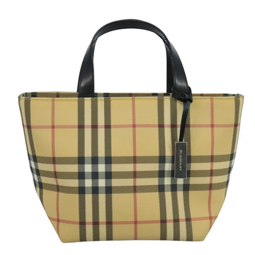 BURBERRY Nova Check Hand Bag PVC Beige Auth 111203 - 0
