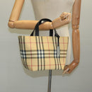 BURBERRY Nova Check Hand Bag PVC Beige Auth 111203-21