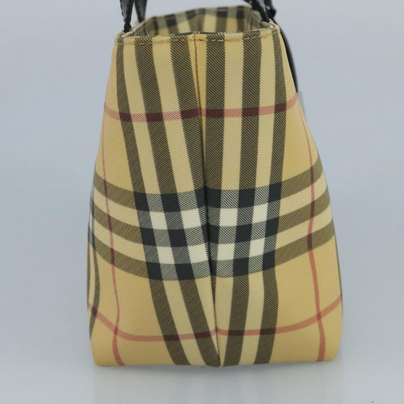 BURBERRY Nova Check Hand Bag PVC Beige Auth 111203