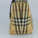 BURBERRY Nova Check Hand Bag PVC Beige Auth 111203-5