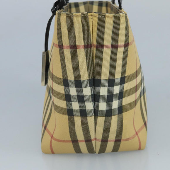BURBERRY Nova Check Hand Bag PVC Beige Auth 111203