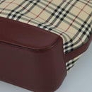 BURBERRY Nova Check Tote Bag Canvas Leather Beige Red gold Auth 111204-9
