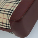 BURBERRY Nova Check Tote Bag Canvas Leather Beige Red gold Auth 111204-14