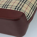 BURBERRY Nova Check Tote Bag Canvas Leather Beige Red gold Auth 111204-15
