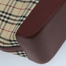 BURBERRY Nova Check Tote Bag Canvas Leather Beige Red gold Auth 111204-16