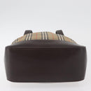 BURBERRY Nova Check Tote Bag Canvas Leather Beige Dark Brown gold Auth 111205-9