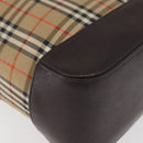 BURBERRY Nova Check Tote Bag Canvas Leather Beige Dark Brown gold Auth 111205-14
