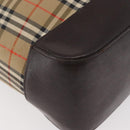BURBERRY Nova Check Tote Bag Canvas Leather Beige Dark Brown gold Auth 111205-16