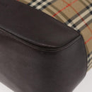 BURBERRY Nova Check Tote Bag Canvas Leather Beige Dark Brown gold Auth 111205-10