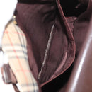 BURBERRY Nova Check Tote Bag Canvas Leather Beige Dark Brown gold Auth 111205-20
