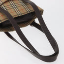 BURBERRY Nova Check Tote Bag Canvas Leather Beige Dark Brown gold Auth 111205-8
