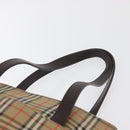 BURBERRY Nova Check Tote Bag Canvas Leather Beige Dark Brown gold Auth 111205-5