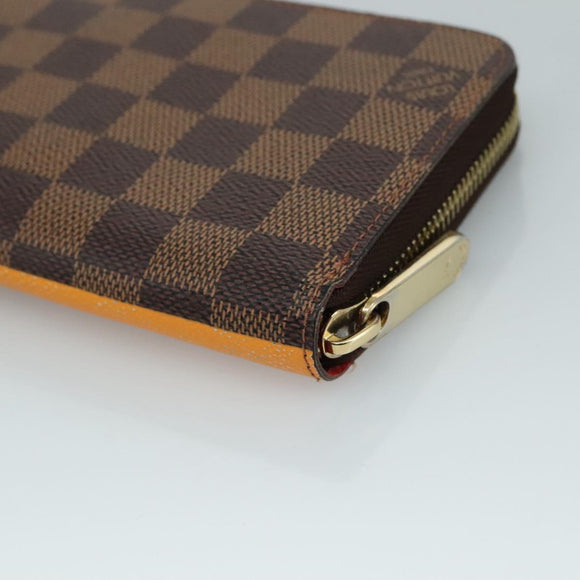 LOUIS VUITTON Damier Ebene Zippy Wallet 2015 Christmas Only N61240 Auth 111236