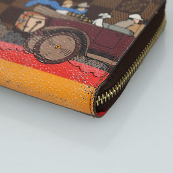 LOUIS VUITTON Damier Ebene Zippy Wallet 2015 Christmas Only N61240 Auth 111236