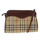 Burberrys Nova Check Shoulder Bag PVC Beige Brown gold Auth 111302-1