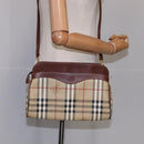 Burberrys Nova Check Shoulder Bag PVC Beige Brown gold Auth 111302-20