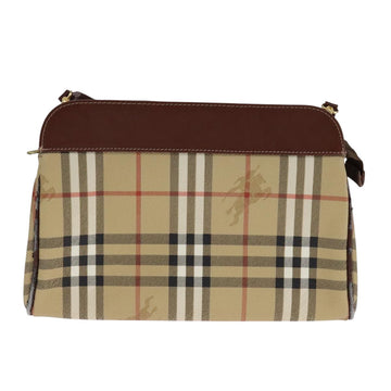 Burberrys Nova Check Shoulder Bag PVC Beige Brown gold Auth 111302 - 0