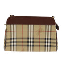 Burberrys Nova Check Shoulder Bag PVC Beige Brown gold Auth 111302-2