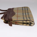 Burberrys Nova Check Shoulder Bag PVC Beige Brown gold Auth 111302-3