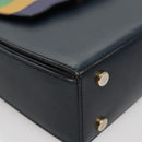 CELINE Hand Bag Leather Navy Red yellow Auth 111305-14