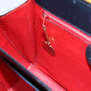 CELINE Hand Bag Leather Navy Red yellow Auth 111305-24
