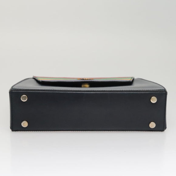 CELINE Hand Bag Leather Navy Red yellow Auth 111305