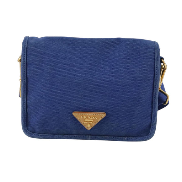 PRADA Shoulder Bag Canvas Blue Auth 111326