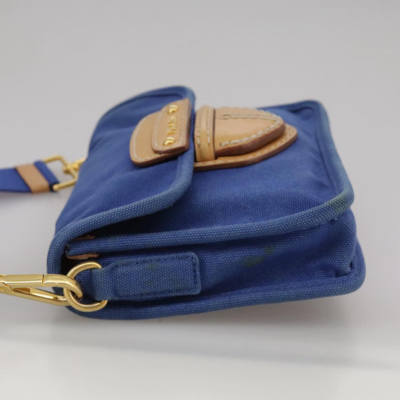 PRADA Shoulder Bag Canvas Blue Auth 111326
