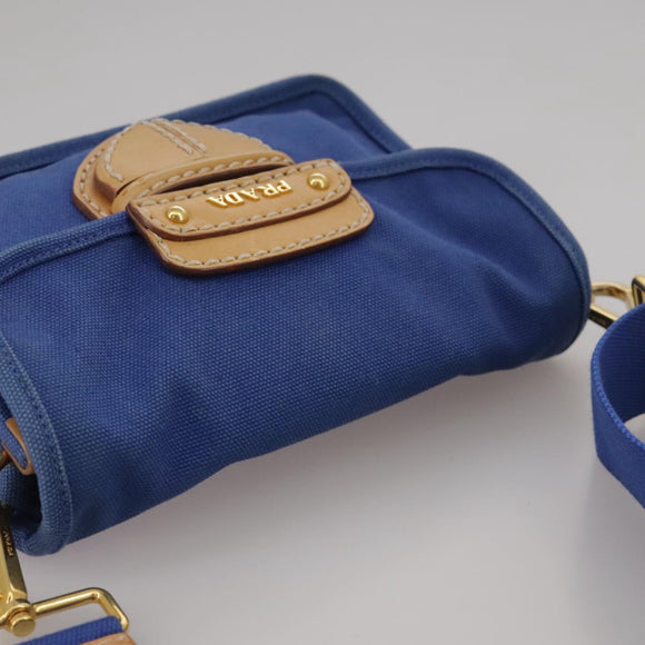 PRADA Shoulder Bag Canvas Blue Auth 111326