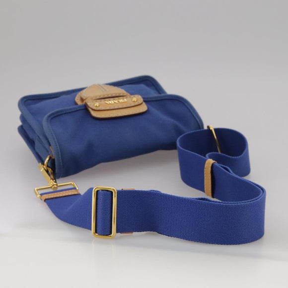 PRADA Shoulder Bag Canvas Blue Auth 111326