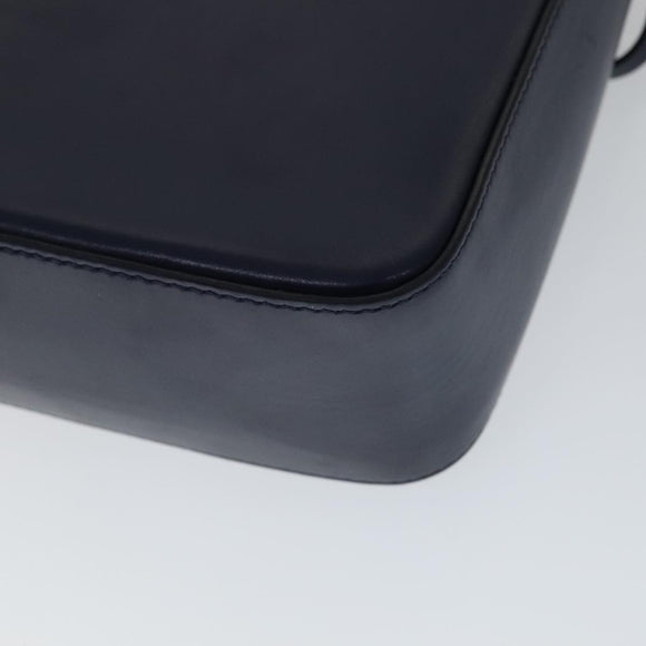 Salvatore Ferragamo Gancini Shoulder Bag Leather Navy Gold Auth 111348V