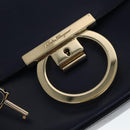 Salvatore Ferragamo Gancini Shoulder Bag Leather Navy Gold Auth 111348V-18