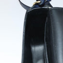 Salvatore Ferragamo Gancini Shoulder Bag Leather Navy Gold Auth 111348V-20