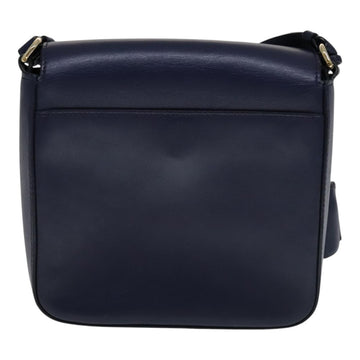 Salvatore Ferragamo Gancini Shoulder Bag Leather Navy Gold Auth 111348V - 0