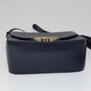 Salvatore Ferragamo Gancini Shoulder Bag Leather Navy Gold Auth 111348V-5