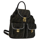 FENDI Zucca Canvas Backpack Brown Black gold Auth 111351-1