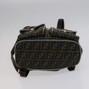 FENDI Zucca Canvas Backpack Brown Black gold Auth 111351-5