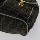 FENDI Zucca Canvas Backpack Brown Black gold Auth 111351-16