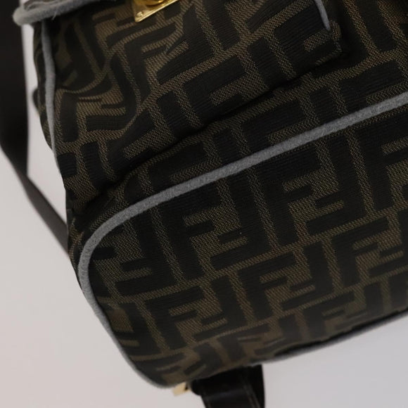 FENDI Zucca Canvas Backpack Brown Black gold Auth 111351