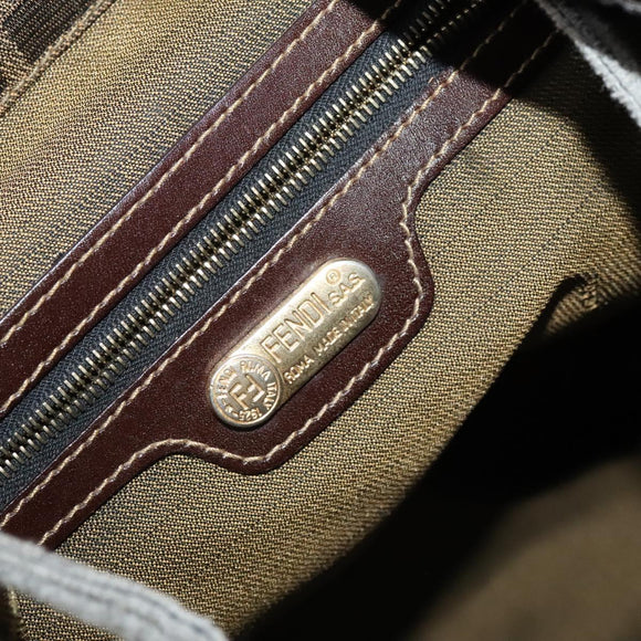 FENDI Zucca Canvas Backpack Brown Black gold Auth 111351