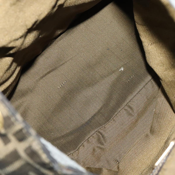 FENDI Zucca Canvas Backpack Brown Black gold Auth 111351